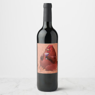 Fat Red Hen with Wine Wine Label