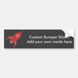 Fat Retro Rocket Ship Red Bumper Sticker