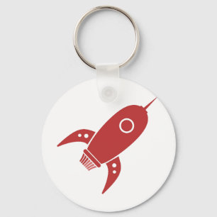 Fat Retro Rocket Ship Red Keychain