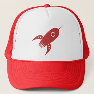 Fat Retro Rocket Ship Red Trucker Hat
