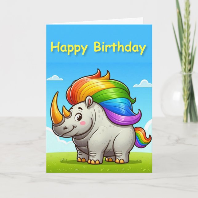 Fat Rhinoceros Birthday Card (Front)