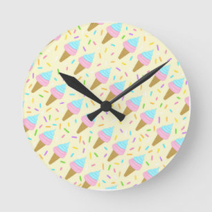 Fat-shaped with continuous pickling of ice cream round clock