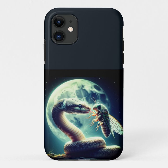 Fat Snake and Cicada Bug In the Moonlight Case-Mate iPhone Case (Back)