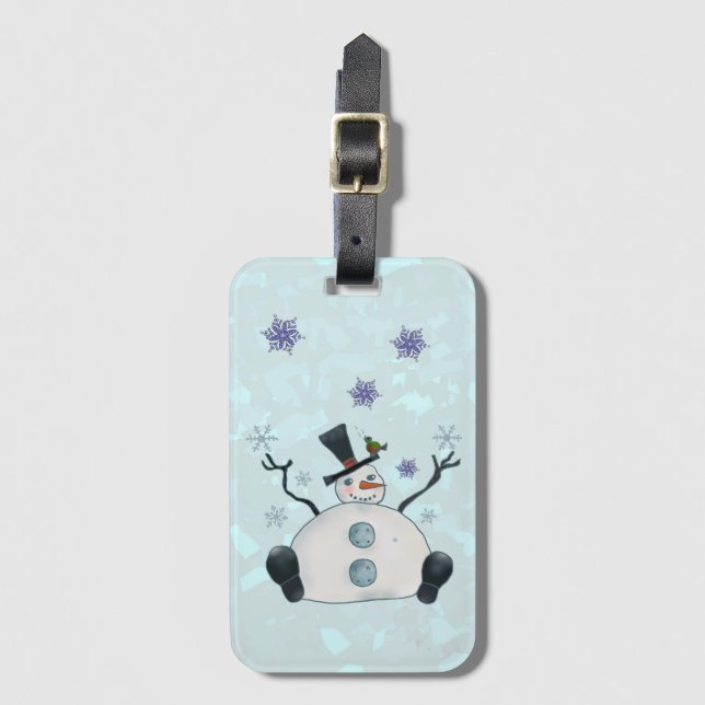 Fat Snowman Luggage Tag (Front Vertical)