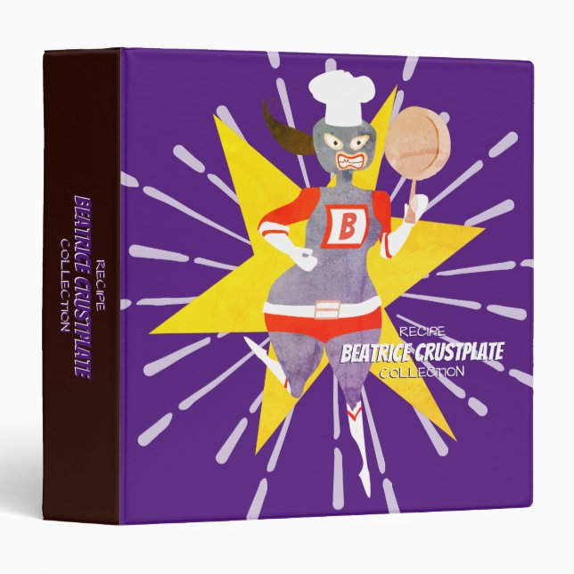 Fat superhero chef personalized cookbook recipe binder (Front/Spine)