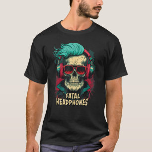 Fatal Headphones  For Music and Skull Fans T-Shirt
