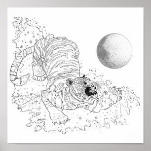 Fate in the Stars Tiger Colouring Page Poster