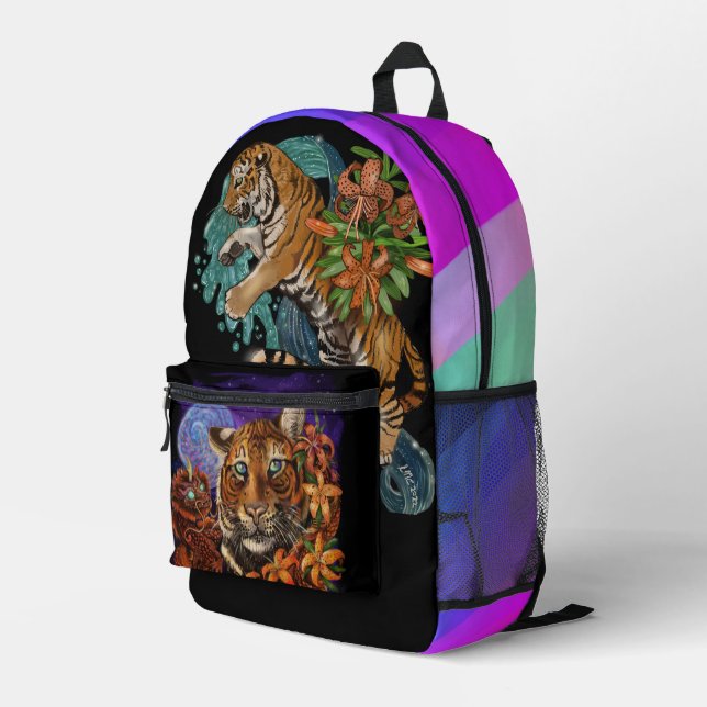 Fate in the Stars Tigers Printed Backpack (Back Corner Right)