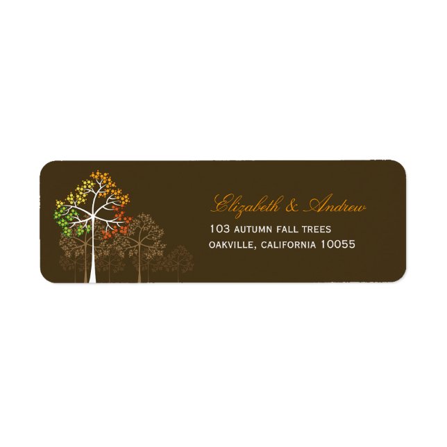 fatfatin Autumn Fall Trees Brown Address Labels (Front)
