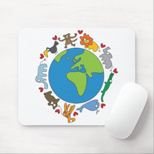 fatfatin Cartoon Animals Of The World Mousepad