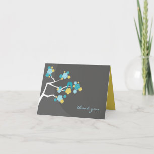fatfatin Cherry Blossoms Love Birds Thank You Card