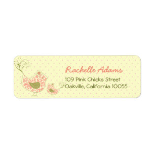 fatfatin Pink Swirly Mom & Baby Bird Labels