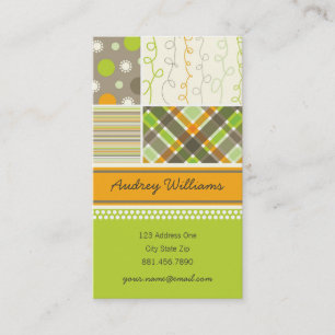 fatfatin Retro Orange Brown Combo Pattern Business Card