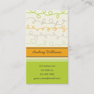 fatfatin Retro Orange Green Scribbles Pattern Business Card