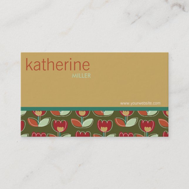 fatfatin Retro Tulips Flower Profile Card (Front)