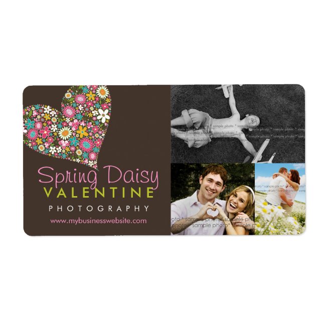 fatfatin Spring Flowers Heart Business Labels (Front)