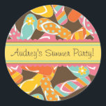 fatfatin Summer Flip Flops Party Sticker<br><div class="desc">Designed by fat*fa*tin. Easy to customize with your own text,  photo or image. For custom requests,  please contact fat*fa*tin directly. Custom charges apply. 
··················································································································
www.zazzle.com/fat_fa_tin
·······································································
www.zazzle.com/fatfatin_blue_knot
·······································································
www.zazzle.com/fatfatin_red_knot
·······································································
www.zazzle.com/color_therapy
·······································································
www.zazzle.com/fatfatin_box
·······································································
www.zazzle.com/fatfatin_mini_me
·······································································
www.zazzle.com/fatfatin_design
·······································································
www.zazzle.com/fatfatin_ink
·······································································</div>