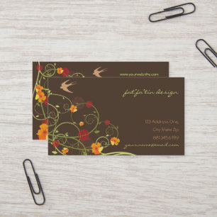 fatfatin Yellow Hibiscus Swirls Swallows Profile Business Card