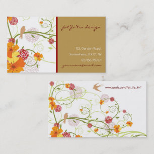 fatfatin Yellow Hibiscus Swirls Swallows Profile Business Card
