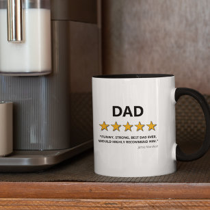 Father 5 Star Rating   Best Dad Ever Frosted Glass Coffee Mug