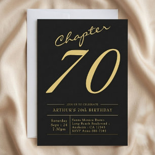 Father 70th Birthday 70 Years Old Black Gold Party Invitation