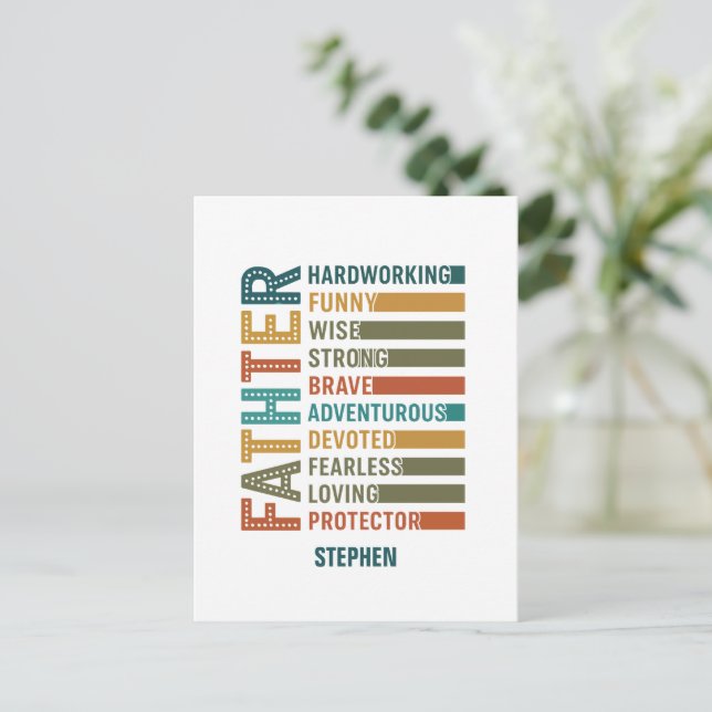 Father – A Tribute of Strength, Love, and Devotion Postcard (Standing Front)