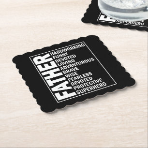 Father Adjective Fathers Day Cool Dad Definition Paper Coaster
