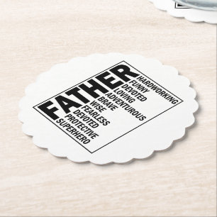 Father Adjective Fathers Day Cool Dad Definition Paper Coaster