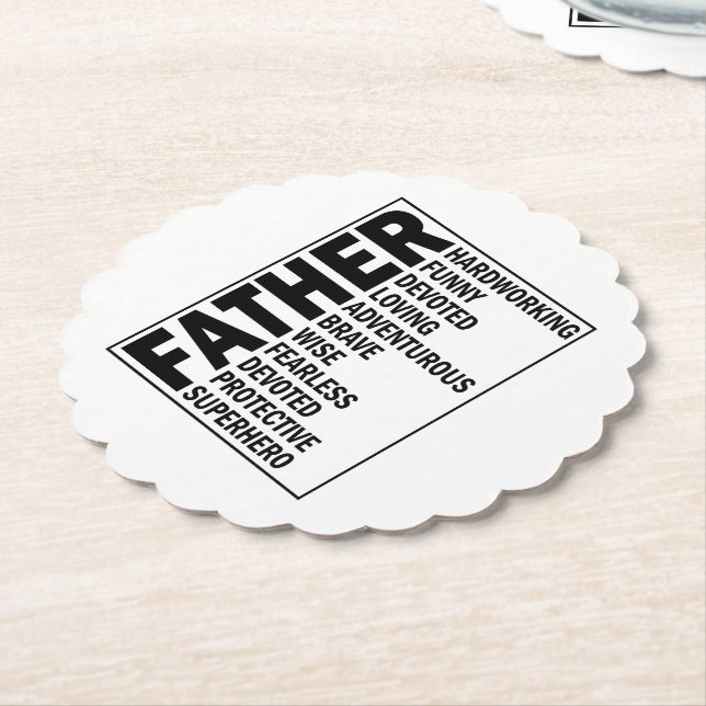Father Adjective Fathers Day Cool Dad Definition Paper Coaster (Angled)