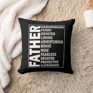 Father Adjective Fathers Day Cool Dad Definition Throw Pillow