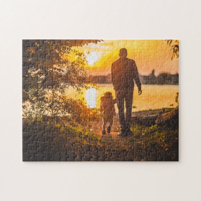 Father and child happy Father’s Day - Dad photo Jigsaw Puzzle (Horizontal)