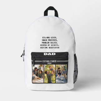 Father and Child Photo Gift for Dad Printed Backpack