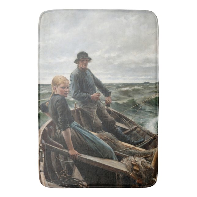 Father and Daughter at Sea (by Albert Edelfelt) Bath Mat (Front Vertical)