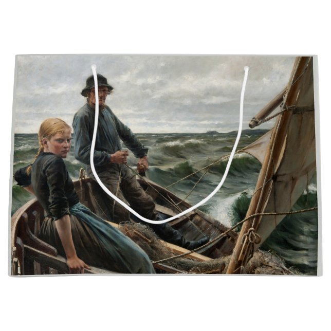Father and Daughter at Sea (by Albert Edelfelt) Large Gift Bag (Front)
