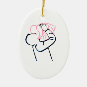 Father and daughter. ceramic ornament