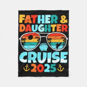 Father And Daughter Cruise 2025 Retro Father’s Day Fleece Blanket