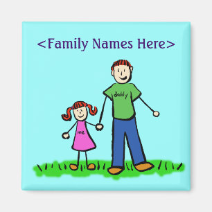 Father and Daughter Custom Family Character Magnet
