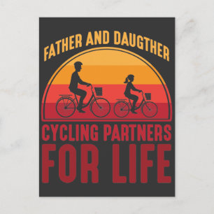 Father and Daughter Cycling Partners for Life Postcard