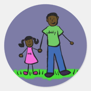 Father and Daughter Family Characters Art Stickers