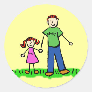 Father and Daughter Family Characters Art Stickers