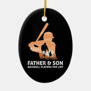 Father And Son  Baseball Players For Life Ceramic Ornament