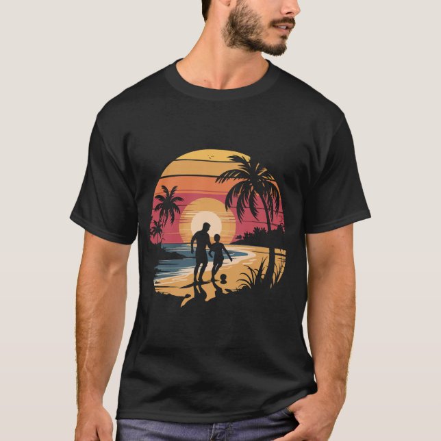 Father and son beach soccer T-Shirt (Front)