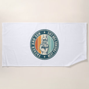 Father and Son Best Friends Vintage Fist Bump Shir Beach Towel