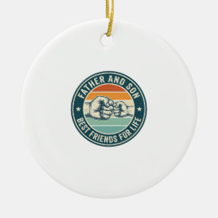 Father and Son Best Friends Vintage Fist Bump Shir Ceramic Ornament