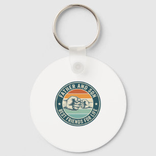 Father and Son Best Friends Vintage Fist Bump Shir Keychain