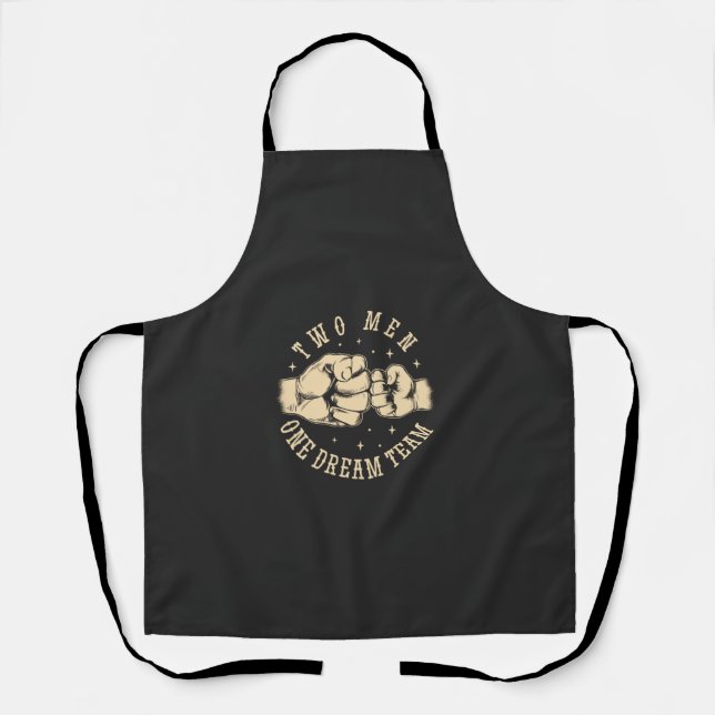 Father and son bump fists design apron (Front)