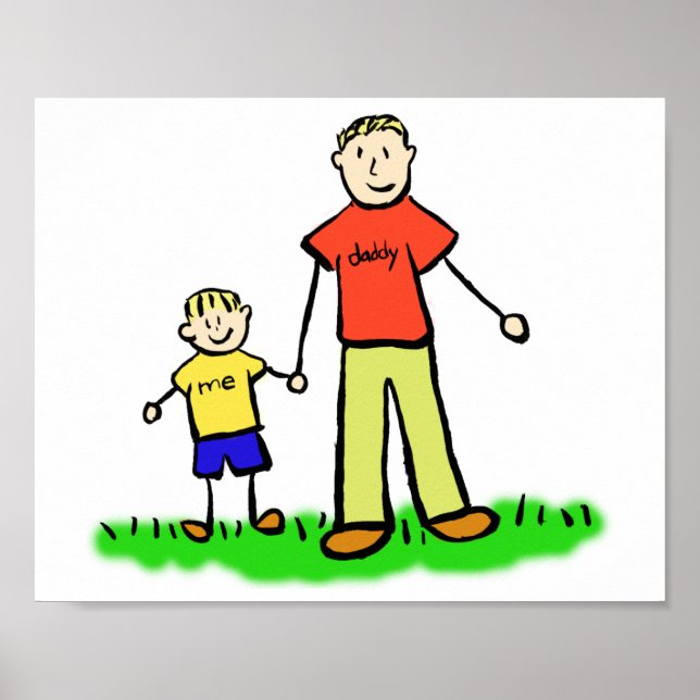 Father and Son Custom Family Characters Art Poster (Front)