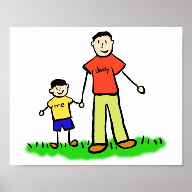 Father and Son Custom Family Characters Art Poster (Front)