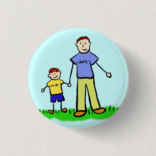 Father and Son Family Character Custom Pin Buttons