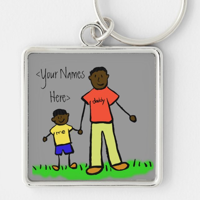 Father and Son Family Characters Custom Keychains (Front)